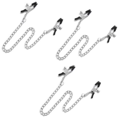 3 Pcs Pince Teton Sexuelle Jouets de Mamelon Sex Toyspour pour Couple Ensemble Pinces à tétons avec chaîne,Clip De Chaîne Magique Amusant Pinces à tétons à pression réglables pour femmes et hommes