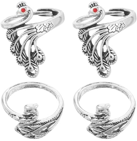 INOOMP Anillos de Tejer Ajustables para Dedos, 4 Piezas de Anillos Trenzados de Hilo Tensión Abierta, Accesorios para Crochet y Manualidades, Ideales para Proyectos de Tejido y Suéteres
