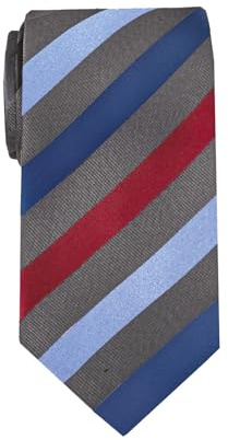 Remo Sartori - Cravatta in Seta a righe Rosso Blu Grigio Azzurro, Made In Italy, Uomo
