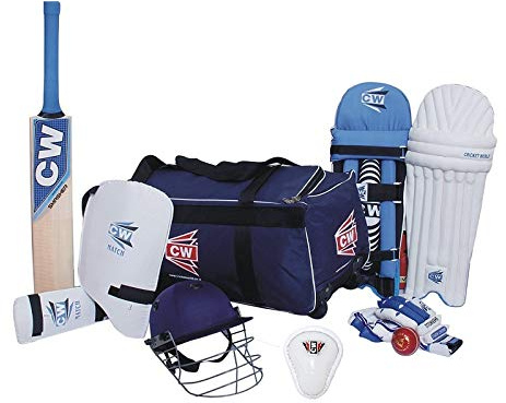 CW Lefty Academy Cricket-Set mit Schlägergepäck, Rolltasche, Helm, Größe 7,6 cm, 10,2 cm, 12,7 cm, 15,2 cm