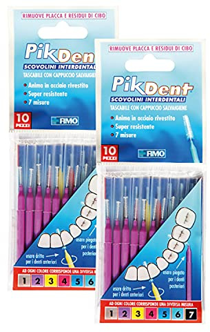 Pikdent-Interdentalbürsten - Langlebiger beschichteter Stahlkern und Tynex-Borsten - 2. Größe: Violett 0,5 mm, zylindrisch - 20 Zahnbürsten