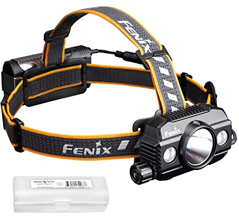 Fenix HP30R v2.0 - Linterna frontal recargable de 3000 lúmenes con foco y reflector, paquete de energía desmontable y organizador LumenTac, color negro
