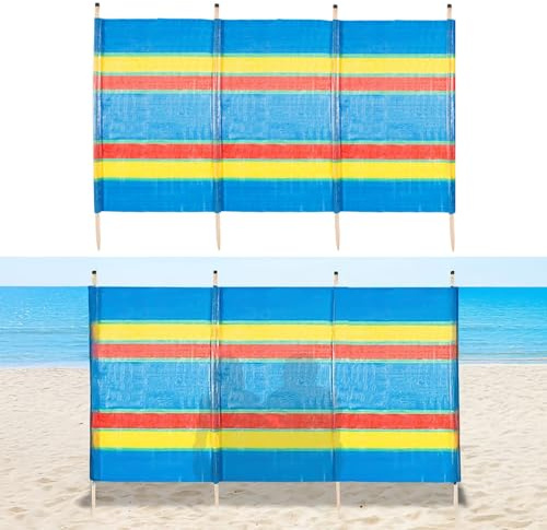Garden Mile Traditional Heavy Duty Multicolour Garden Windbreaker Camping Equipment - Durable Festival Accessories Travel for Outdoor Beach, Caravan, Camping (4 Pole Wind Breaker(225 x 120 x 90cm)