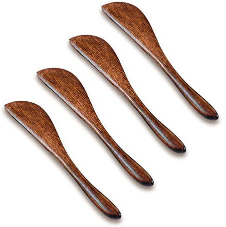 Jagowa Wooden Butter Spreaders, Essential Tableware Knives for Breakfast, Jam, Cheese, Sandwiches (4 Packs)