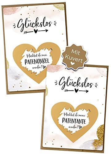 Joli Coon 2 Rubbelkarten Patenonkel fragen Patentante fragen mit Kuverts