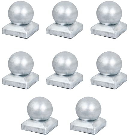 MFFIRE 8 X Capuchon De Poteaux - Épaissir Décoration Balle Galvanisé Boule De Fer Creuse Post Chapeau Décoration,50x50mm