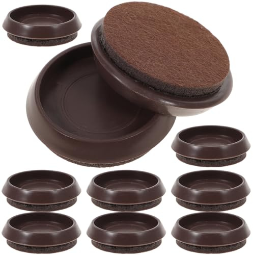 Angoily Non Slip Furniture Pads, 10pcs Round Rubber Caster Cups, Anti-Slip Furniture-Sliders Anti Skid Furniture Feet, Anti Slide Floor Protector Bed Couch Table Chair Hardwood Stoppers Light Brown