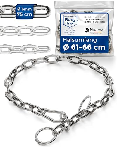 Dog Training Chain Collar with Pull Stop Stainless Steel Short Link Dog Chain 6 mm – Neck Size 61-66 cm – Total Length 75 cm – Limited Slip Stop Chain – NietFullThings
