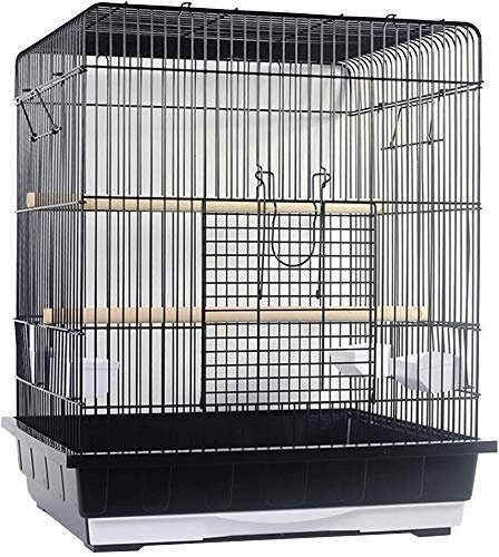 Vogelkäfig Reise Papageienkäfig, Geschenk für Vogelliebhaber Vogelkäfig Samenfänger, Kanarienkäfige mit Trennwänden (Schwarz a)