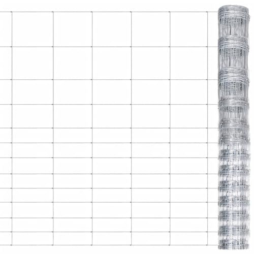 ZEYUAN Gartenzaun, Hasendraht, Wühlmausgitter, Stacheldraht, Drahtgitter, Kaninchendraht, Drahtzaun, Hasengitter, Verzinkter Stahl 50x1,5 m Silbern