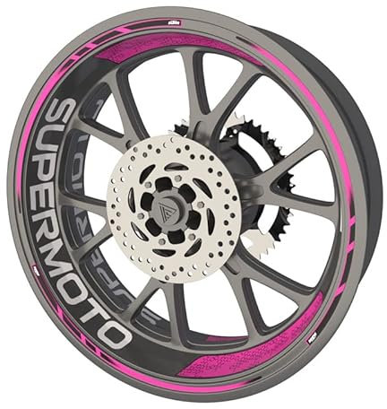 KTM SuperMoto EXC Premium Qualität Felgenrandaufkleber Felgenband Sticker Set (Aufkleber für die 2 Felgen) (Rosa)