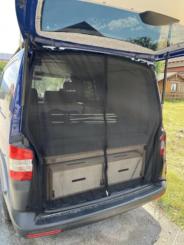 Heckklappe Flügeltür Sonnenschutz Kofferraumabdeckung 180 * 150 cm Wohnwagen Sonnenschutz Mesh Moskitonetz,Vorhänge Magnetisch Fliegengitter für T5 Dach Wohnmobil