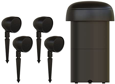Furrion Aurora Veranda Series Outdoor Landscape Speaker System - Waterproof 4.1 Channel with 4” 100W Satellite Speakers and 10” 150w Subwoofer- for Patios, Decks and Gardens