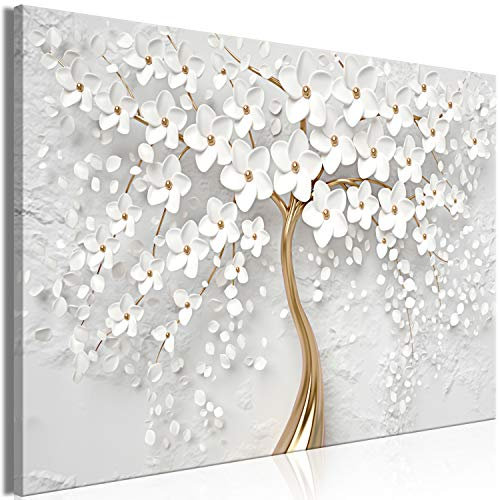 murando - Akustikbild Abstrakt 60x40 cm 1 tlg Bilder Akustikschaum Schallschutz Akustikpaneele Wandpaneele Schalldämmung Wandbild Schallabsorber Akustikplatten mit Blumen Motiv Weiß b-B-0475-b-a