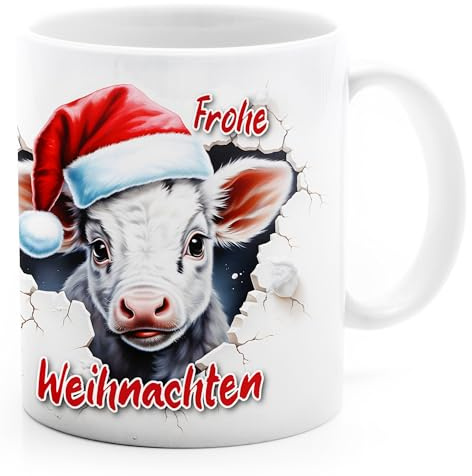 MoonWorks® Tasse Frohe Weihnachten 3D-Illusion lustige Tiere Schnee Wintermotiv XMAS Weiss standard