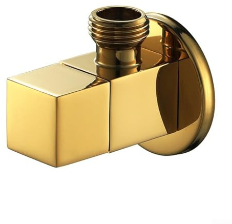 DAZZLEEX 4 valvole divisorie d'acqua con nucleo in rame ispessito, filettatura maschio quadrata triangolare, valvola angolare, rubinetto per bagno, bidet, rubinetto da parete (oro)