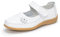 Rusffes Womens Leather Mary Jane Shoes Ladies Wide Fit Flat Shoes Casual Work Office Nurse Shoes White 7uk