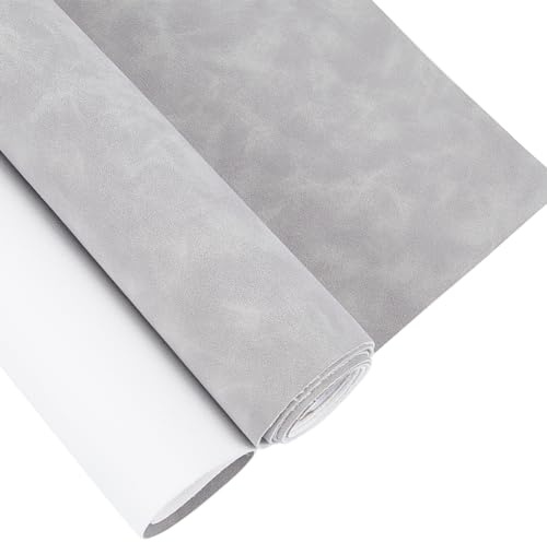 GORGECRAFT 135x30cm Wildlederimitat Kunstlederstoff Weiches Synthetisches PU-Leder Für Heimwerker Nähen Basteln Handtaschen Geldbörsen Haarschleifen Sofa Sitzbezüge Flickenherstellung Lichtgrau