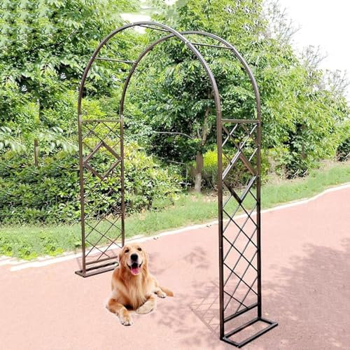 ZYXWLC Arco da Giardino in Metallo per Rose rampicanti Supporto, Resistente Padiglione da Giardino,Traliccio, Arco per Rose con Base, Facile da Montare(Marrone,W360xH230cm)