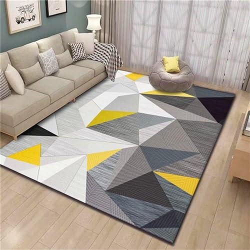RUGMRZ Rugs Washable Designer Teppiche Grauer gelber Teppich Restaurantzubehör rechteckiges Wohnaccessoire pflegeleicht zur Schalldämmung Flickenteppich Waschbar 200X260CM