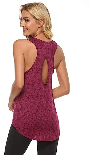 Débardeur Femme Sport Lâche Et Respirant Sans Manches Doux Et Léger Tank Top pour Gym Pilate Yoga Course Entraînement Gymnastique Sport T-Shirt Curvy Slim Fit, rouge, Large