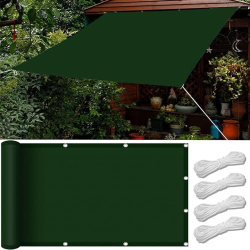 Vela Ombreggiante Impermeabile Rettangolare, 3 x 4.5 m Resistente Agli Agenti Atmosferici, Ai Raggi UV Vela Ombreggiante, con Corde, per Giardino Esterno Terrazza, Verde Scuro