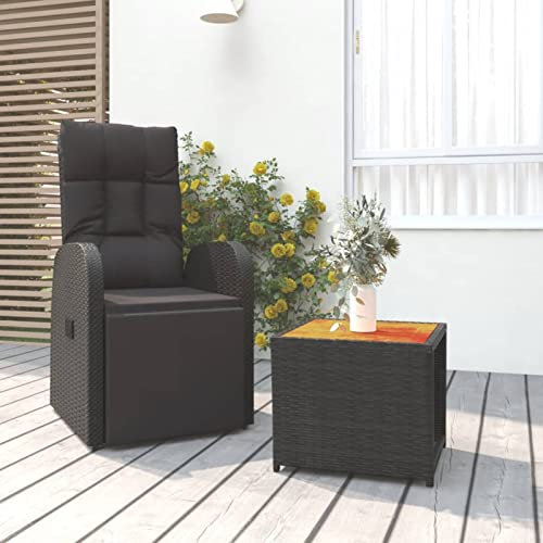 Rantry 2-TLG. Garten-Lounge-Set Gartensofa Set Outdoor Sofa Loungesofa Balkonsofa Ecklounge Balkonmöbel Sitzgruppe für Garten, Terrasse und Balkon Schwarz Poly Rattan Massivholz Akazie