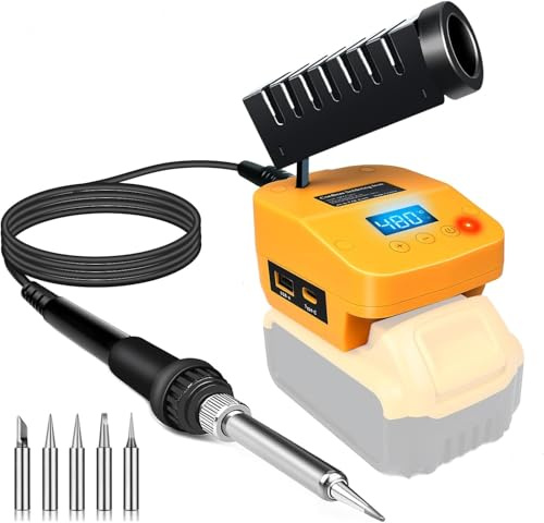 Cordless Soldering Iron Station Tool for Dewalt 20V Max Battery,PortableElectric Fast Heating Up Soldering Iron with USB&Type C for Dewalt DCB203 for DIY,Appliance Repair,Wire Welding(NO Battery)
