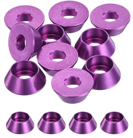 QUARKZMAN M5 Rondelles de Coupelle Conique, Joints en Aluminium Anodisé de Tête de Coupelle pour Vis RC/FPV/PC/Drone/Accessoires Mécaniques Pièces de Modèle, Paquet de 10 (Violet)