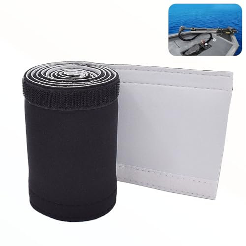 Zesugo 60 inches Trolling Motor Cable Organizer Sleeve with Magic Tape, Cuttable Neoprene Cord Organizer Cable Protector (White Black)