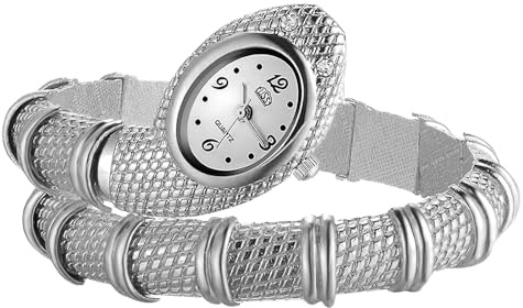 JewelryWe Damenuhr Schlange Legierung Uhr Damen Analog Quarz Armbanduhr Chunky Flexible biegbares Schlangenarmband Wickelarmband Uhr geschichtet gewickelte Schlangenuhr für Frau Mädchen