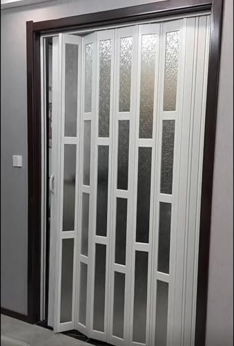 Falttür Schiebetür mit Einziehbarem Fliegengitter Aus Metall, Plissee-Falttüren Fürs Badezimmer Innen mit Griff, Trennwandpaneel für Waschküche/Wohnzimmer(55x80in(139.7x203.2cm))
