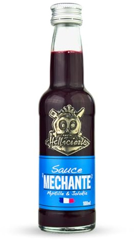 Sauce Méchante Myrtille Hellicious - sauce piquante naturelle fabriquée en France - sauce extrême 240 000 sur l'échelle de Scoville
