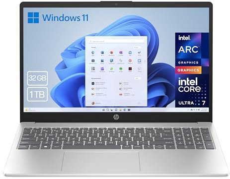 HP 15-fd1011ns - Ordenador portátil de 15.6 FHD Intel Ultra 7-155H, 32GB RAM, 1TB SSD, Intel Iris Xe Graphics, Windows 11 Plata y Azul - Teclado QWERTY Español