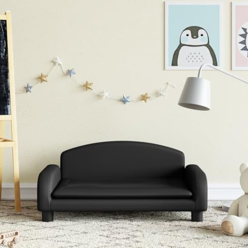 Sufrk Kindersofa Schwarz 70x45x30 cm Kunstleder Weicher Plüsch Sofas FüRs Kinderzimmer