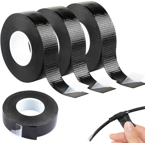 Svalor 4 rollos de cinta aislante autosoldable, negro, 5 m x 23 mm x 0,8 mm, resistente al agua, cinta vulcanizadora para reparación y agrupamiento