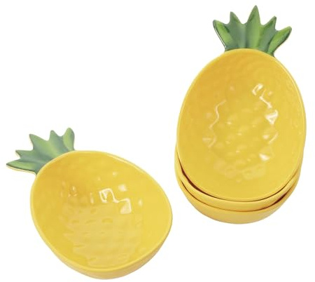 UP ware - Juego de 4 cuencos de melamina, sin BPA, aptos para lavavajillas, con forma de piña, cuencos de postre de 5.5 pulgadas (piña)