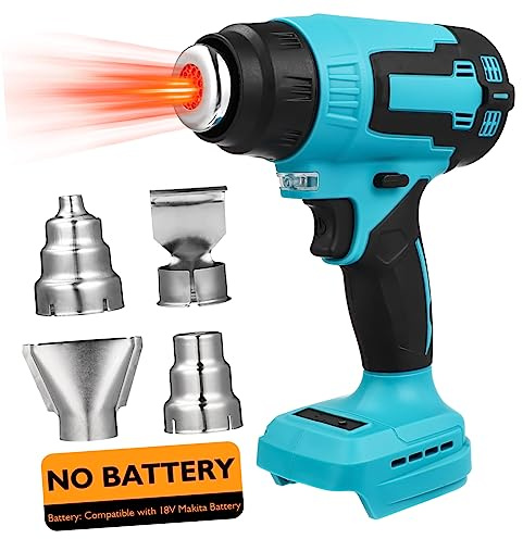 SEWOART Portable Wireless Heat Gun Electric Hot Air Heater Nozzles Cordless Blower for Car Wrapping Nozzle Included