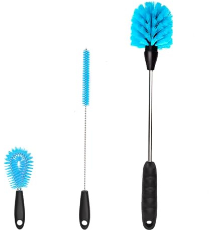 KUAOOAUK 3 Pack Cleaning Bottle Brushes Set, Flexible Straw Cleaner Brushes with Long Handle, Multi-functional Water Bottle Cleaner for Long Narrow Neck Bottles Tumblers Drinking Glasses