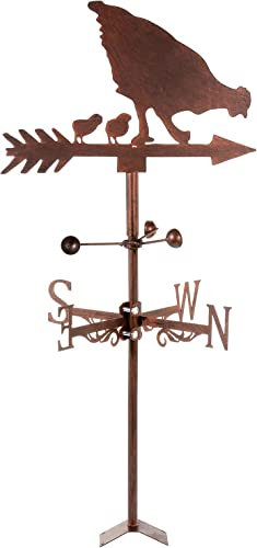 Segnavento Banderuola da giardino Banderuola in metallo Galletto segnavento Retro Mini con indicatore del vento per indicatore e misurazione della direzione del vento Decorazione del giardino sul tett