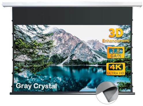 WUPRO QuadraArc Pantalla de Proyector Motorizada Gray Crystal 4K de 100 Pulgadas, Enrollable Eléctrica, Instalación en Pared y Techo, con Control Remoto, Compatible con Proyectores ST/LT