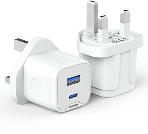 USB C Plug Fast Charge Charger for New Apple iPhone 16e 16 Plus 16 Pro Max 15 14 13 12 11 SE/iPad 8 9 10 11th 2025 A16 A17 Pro M2 M3 M4 2024/Watch,Type-C Dual Port USB and USBC Wall Plug Adaptor UK