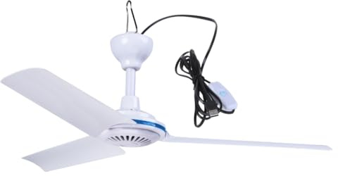 Chevnzev Ventilador de techo para exteriores de 19.6 pulgadas, ventilador de techo colgante USB para camping y viajes, ventilador de tienda de campaña 5 V 6 W, funcionamiento silencioso