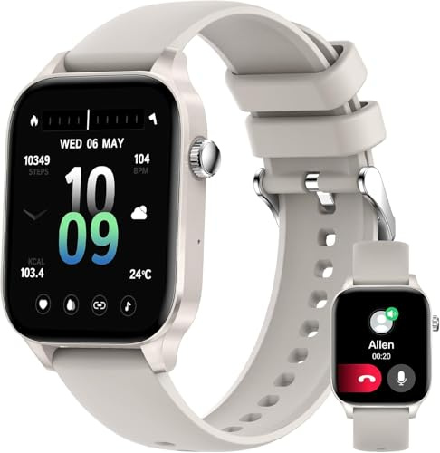 HXQHSTBG Montre Connectée Homme Femme, 1,85 HD avec Appel Bluetooth Smartwatch Connectee iOS/Android avec Fitness Podomètre/Cardio Surveillance/Sommeil Suivi, 120+ Modes Sportifs Étanche IP68, Gris