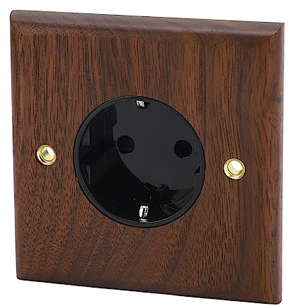 Enchufe retro industrial, diseño decorativo en madera nogal resistente humedad 16A tensión 230V para salones rústicos oficinas cocinas, compatible enchufes estándar europeos