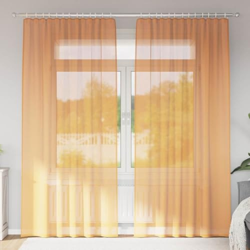 Genérico Cortinas de Gasa con Bolsillos para Varillas 2 uds. Naranja,Casa y jardín,Decoración,Tratamientos de la Ventana,Cortinas y visillos,Naranja,0.41 KG,4102194