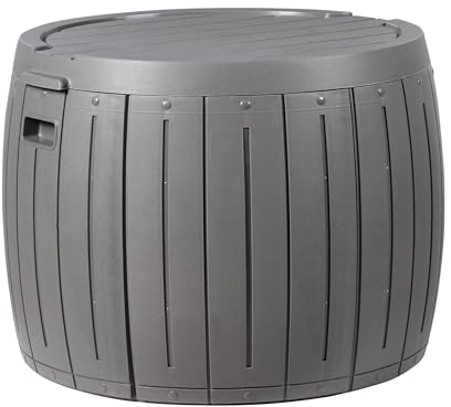 Beliani Auflagenbox aus Kunststoff grau ⌀ 56 cm Gartentruhe Outdoor Kissenbox Prinos