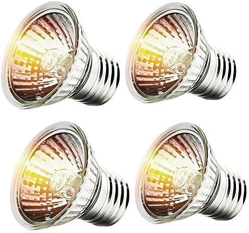 PetFizz UVA UVB Wärmelampe Terrarium Reptilien, UV Terrarium Lampe 50W 4Stück, Reptilien Wärmelampe Halogen E27 für Schildkröten, Bartagamen, Eidechsen, Schlangen