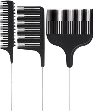 Dioche Peigne de Teinture pour Cheveux, Outil de Coiffure Professionnel avec Poignée en Acier Inoxydable pour Mèches, Coloration, Balayage, Microtressage