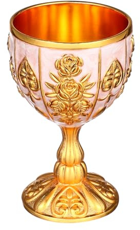 Mipcase Verre à Cocktail Rétro en Alliage de Zinc Incassable, Style Européen Vintage, Couleur Or Blanc, Taille Moyenne, Coupe à Vin Décorative pour Fêtes et Décor de Table